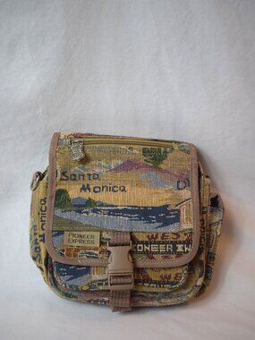 Vintage Pioneer Express Tapestry Route 66 Multi Pocket Crossbody Handbag